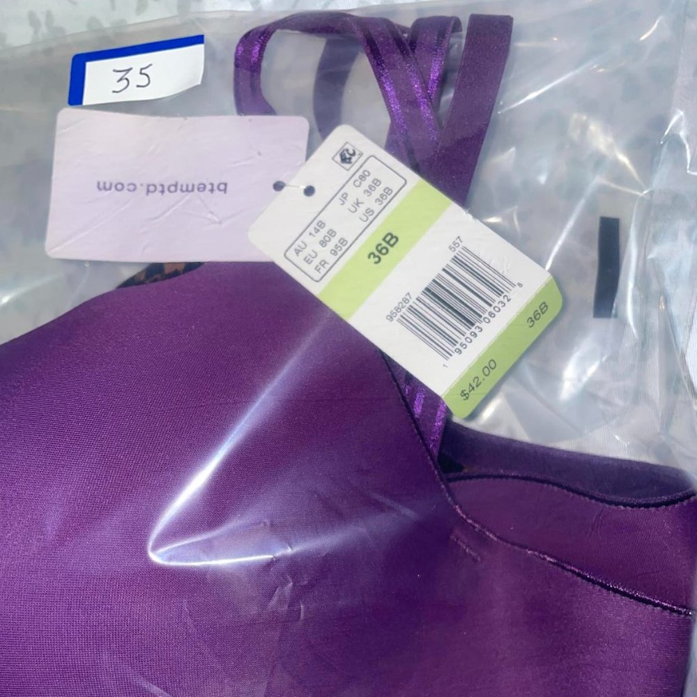 btemptd  b.wow'd Push Up Bra Grape Royale Size 36B - Picture 3 of 3